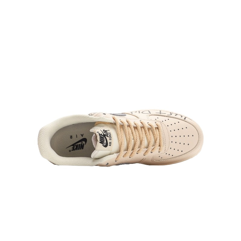 AF1 米白黑腰果花