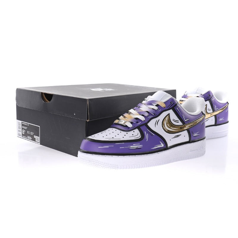 AF1 2D塗鴉白黑紫金