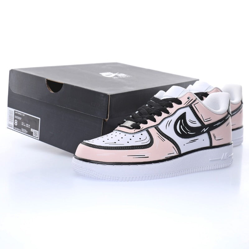 AF1 2D塗鴉白黑櫻花粉