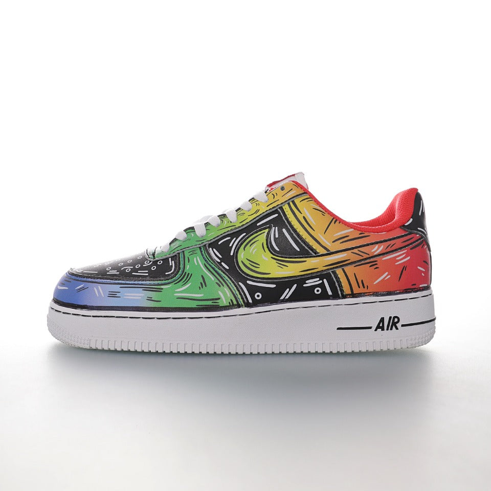 AF1 二次元塗鴉彩虹配色