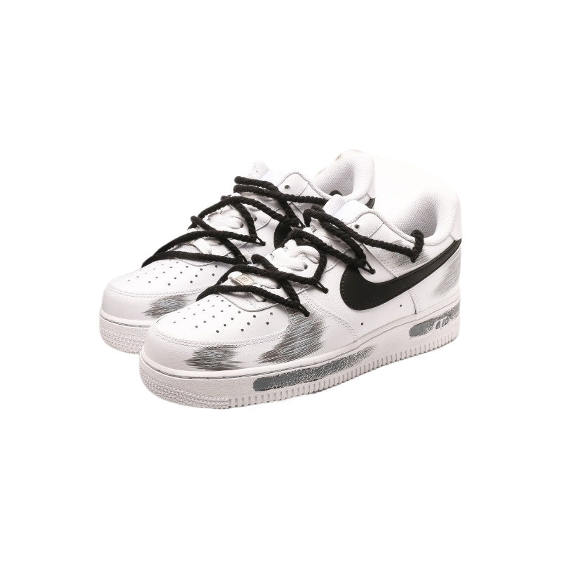 AF1 皮革白黑塗鴉綁繩