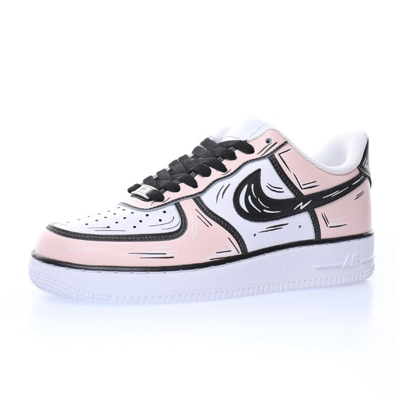AF1 2D塗鴉白黑櫻花粉