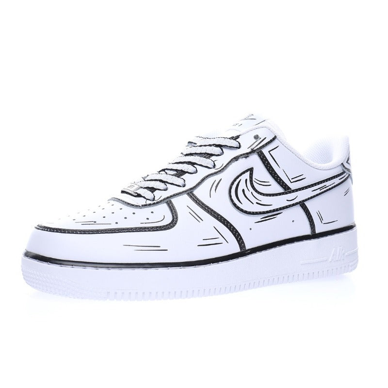 AF1 2D塗鴉白黑