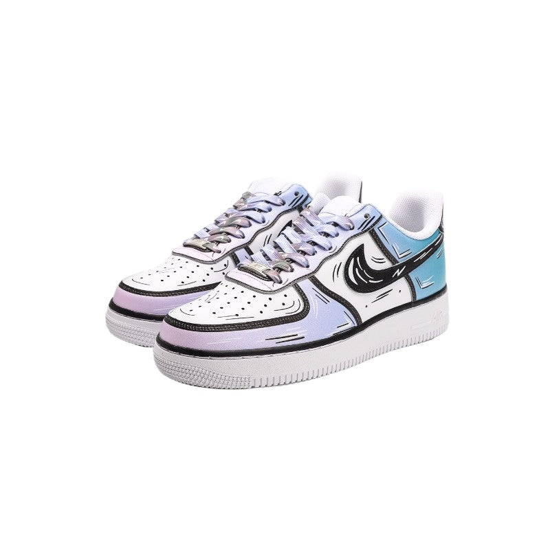 AF1 2D塗鴉白黑藍紫漸變