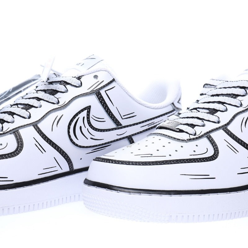 AF1 2D塗鴉白黑
