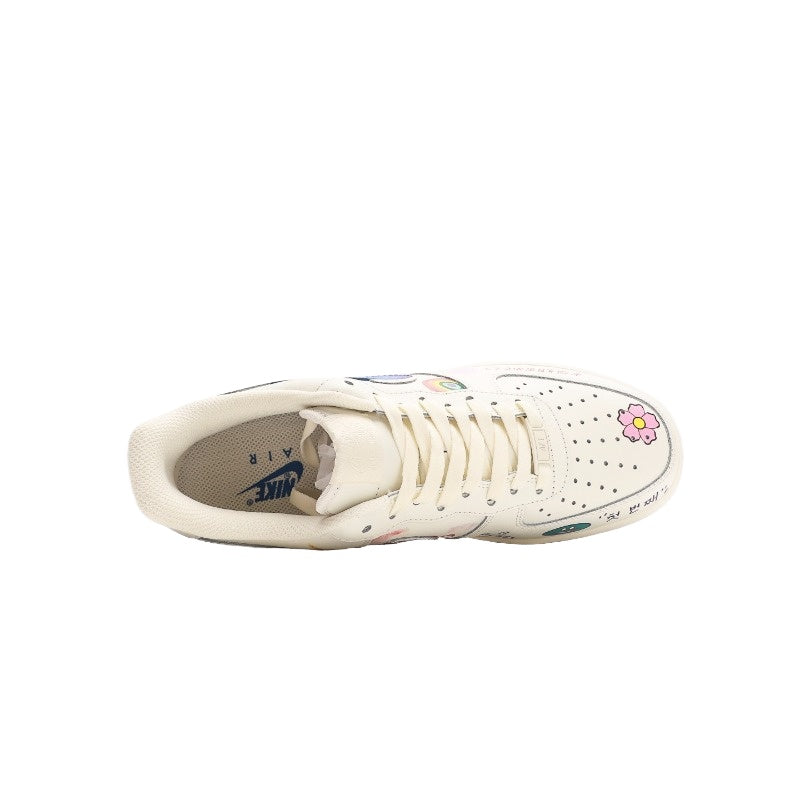 AF1 米白彩手繪塗鴉印花
