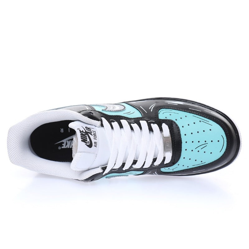 AF1 2D塗鴉白黑蒂芙尼綠