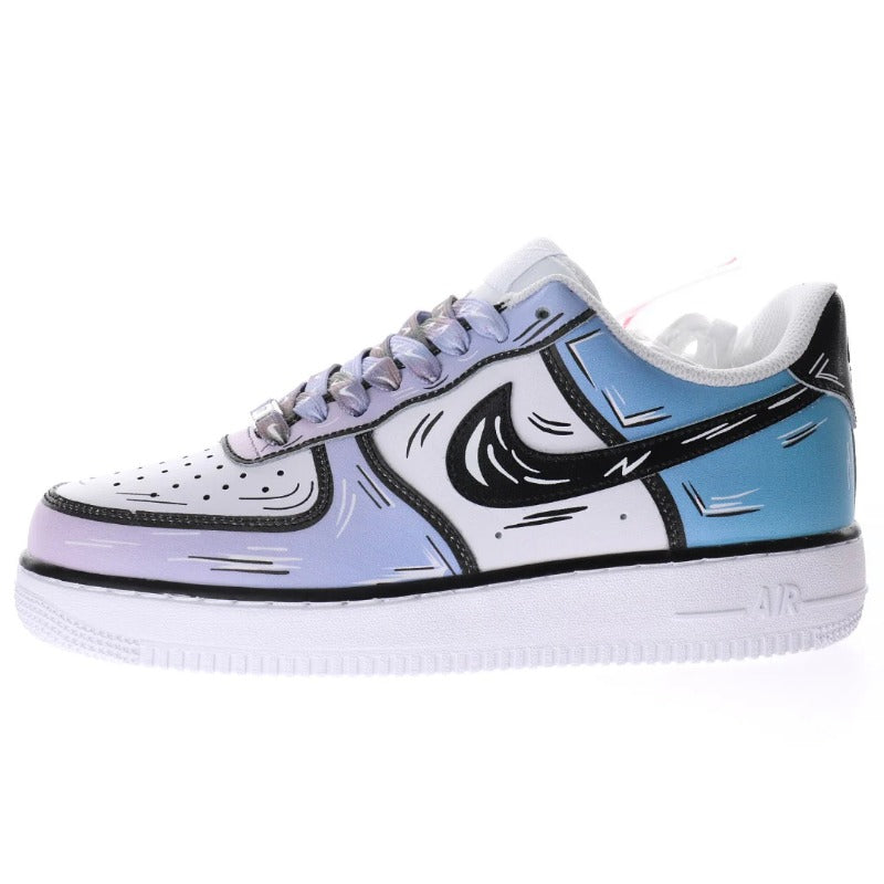 AF1 2D塗鴉白黑藍紫漸變
