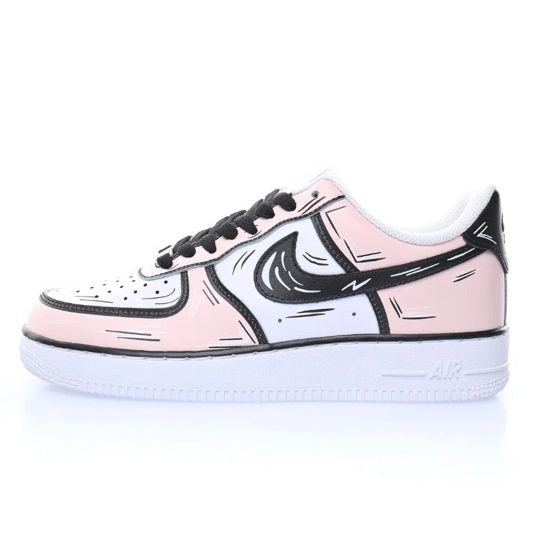 AF1 2D塗鴉白黑櫻花粉