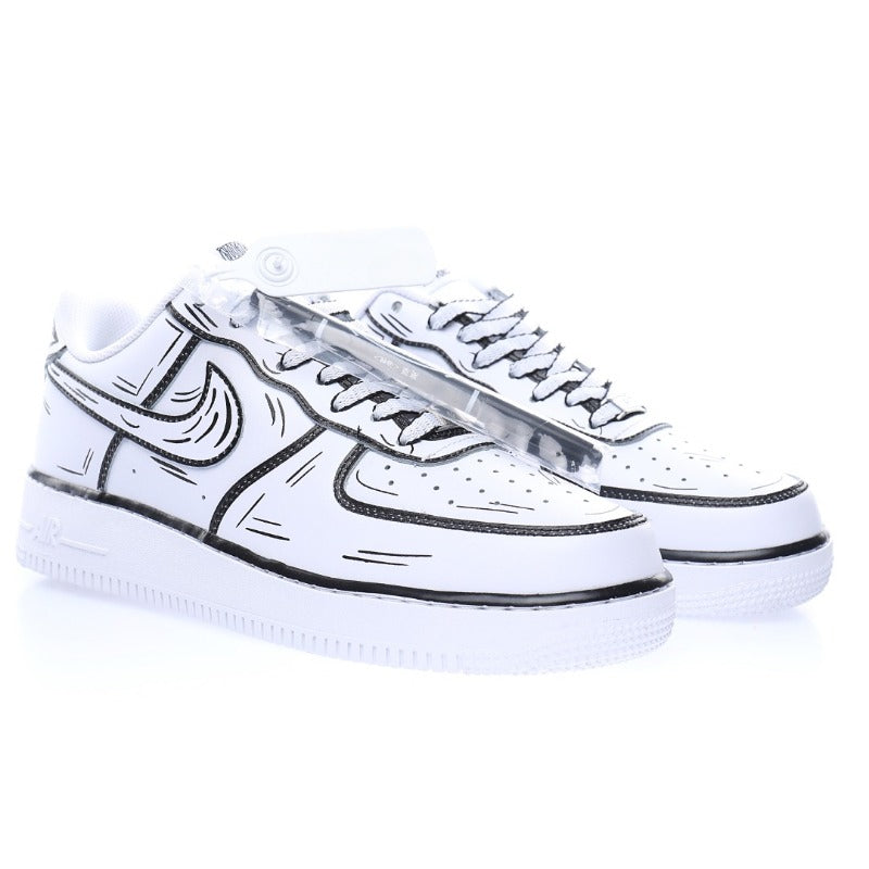 AF1 2D塗鴉白黑