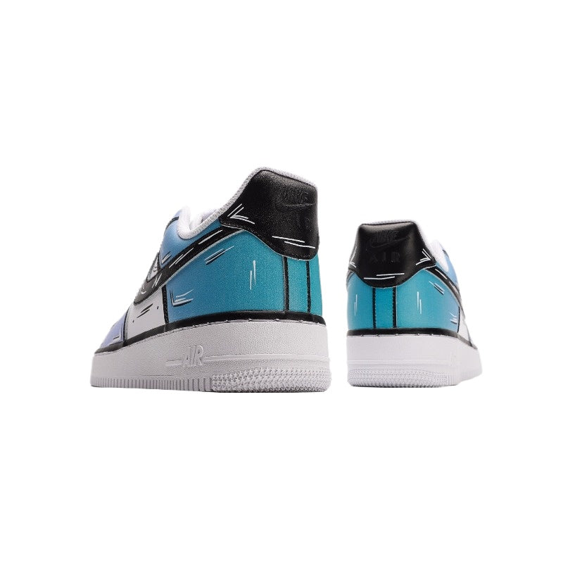 AF1 2D塗鴉白黑藍紫漸變