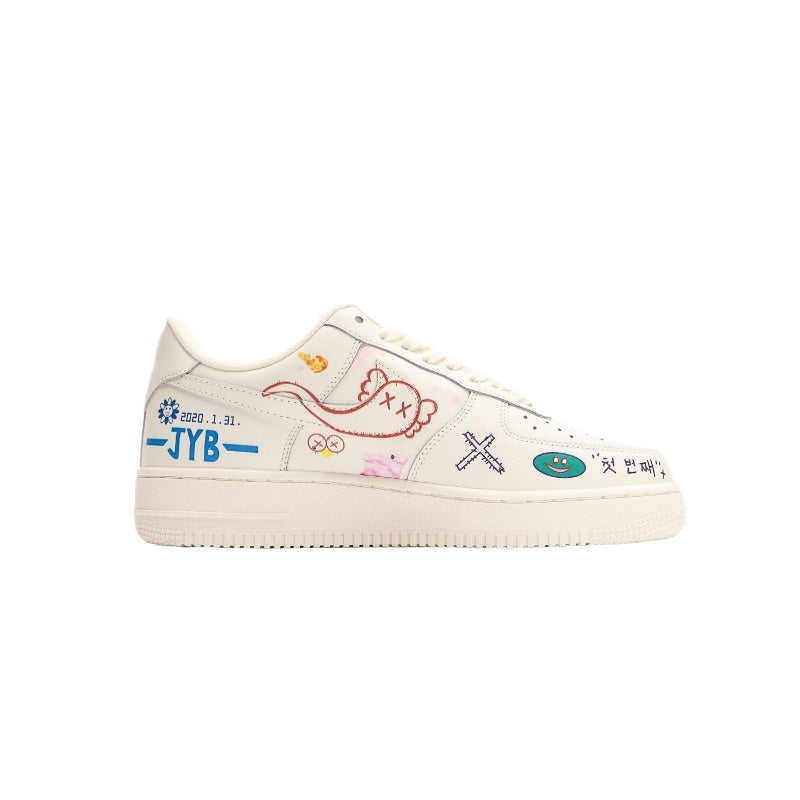 AF1 米白彩手繪塗鴉印花