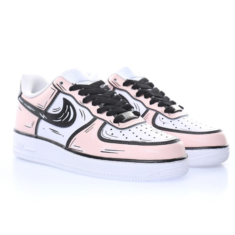 AF1 2D塗鴉白黑櫻花粉