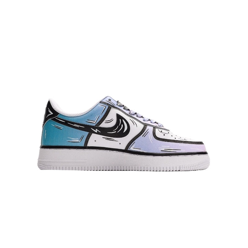 AF1 2D塗鴉白黑藍紫漸變