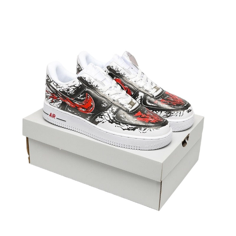 AF1 黑紅色潑墨